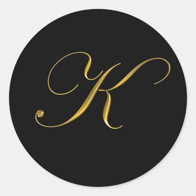 Eleganter Gold Monogram K-Umschlag Aufkleber (Vorderseite)
