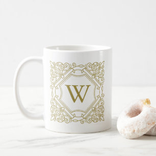 Eleganter Gold Monogram Zierrahmen Tasse