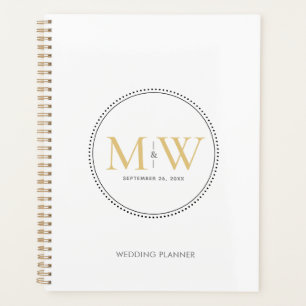 Eleganter Gold-Monogramm-Hochzeitsplaner Planer