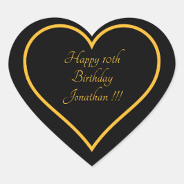 Eleganter Gold Name Happy Birthday Heart Sticker