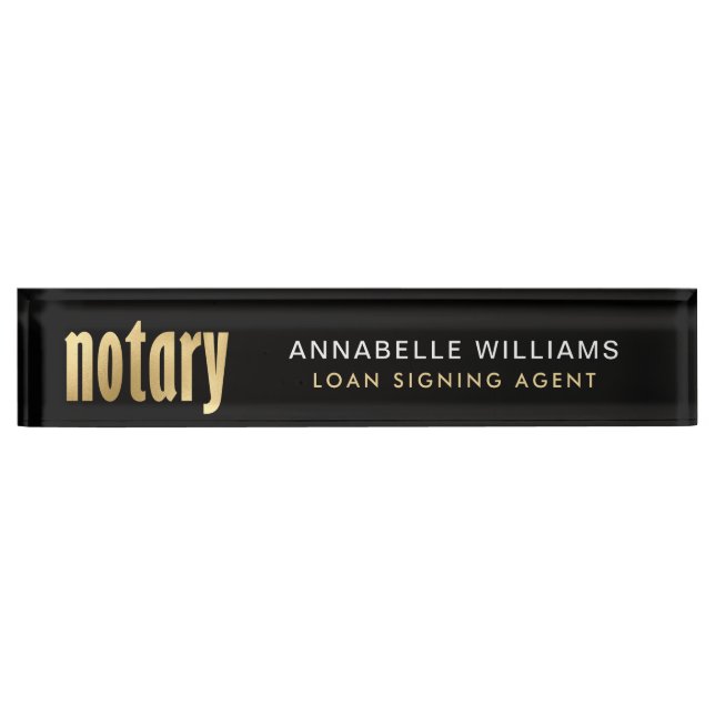 Eleganter Gold Notary Loan Agent  Namensplakette (Vorderseite)