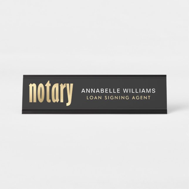 Eleganter Gold Notary Loan Agent   Schreibtischnamensplakette (Vorderseite )