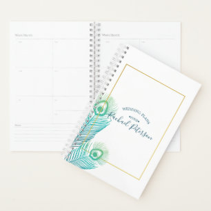 Eleganter Gold Peacock Wedding Planer Kalender