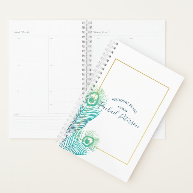 Eleganter Gold Peacock Wedding Planer Kalender (Anzeige)