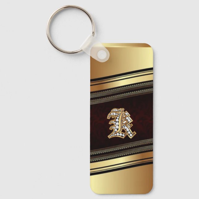 Eleganter Gold Personalisiert Monogram Gift Schlüs Schlüsselanhänger (Vorderseite)