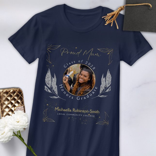 Eleganter Gold Proud Mum Abschluss T-Shirt (Von Creator hochgeladen)
