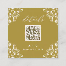 Eleganter Gold QR Code Hochzeitdetails