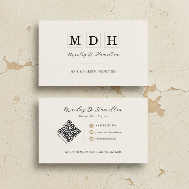 Eleganter Gold-QR-Code-Stylist Visitenkarte (Von Creator hochgeladen)