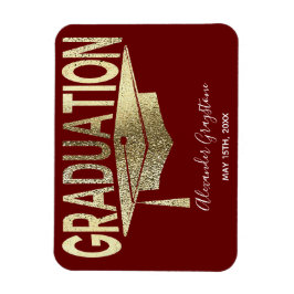 Eleganter Gold Red Save the Date Abschluss Magnet