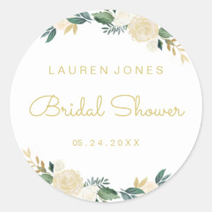 Eleganter Gold-Rosa-Blumen-Aufkleber für Brautpart Runder Aufkleber