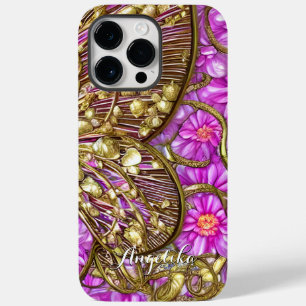 Eleganter Gold Schmetterling Rosa Gänseblümchen Be Case-Mate iPhone 14 Pro Max Hülle