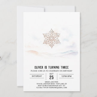 Eleganter Gold-Schneeflocken-Geburtstag Einladung