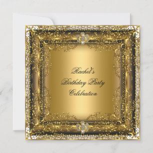 Eleganter Gold-Schwarz-Creme-Geburtstagsfeier-Schm Einladung