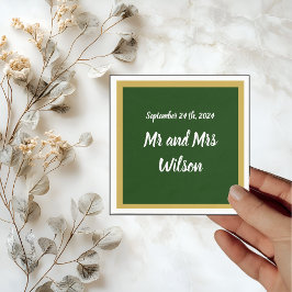 Eleganter Gold Script Frame auf Gold Cocktail Serv Serviette