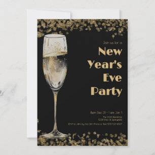 Eleganter Gold Sequins Silvester Champagne Einladung