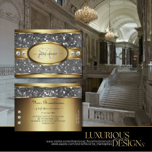 Eleganter Gold Silver Glitzer Diamantstartinitials Visitenkarte