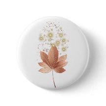 Eleganter Gold Sparkle Leaf Round Button