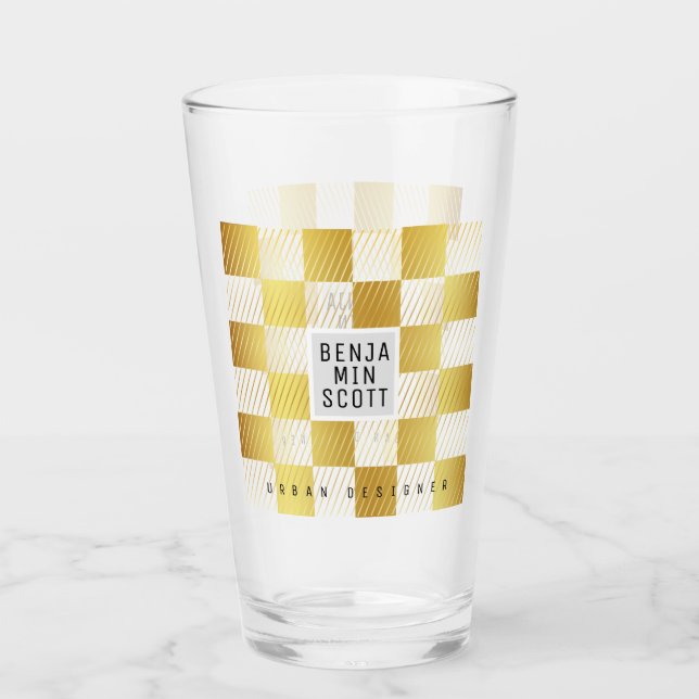 Eleganter Gold Square Glass Cup Glas (Vorderseite)