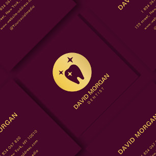 Eleganter Gold Tooth Logo Dentist Quadratische Visitenkarte