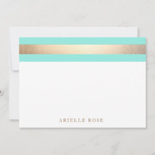Eleganter Gold Türkis Blauer Streifen Mitteilungskarte