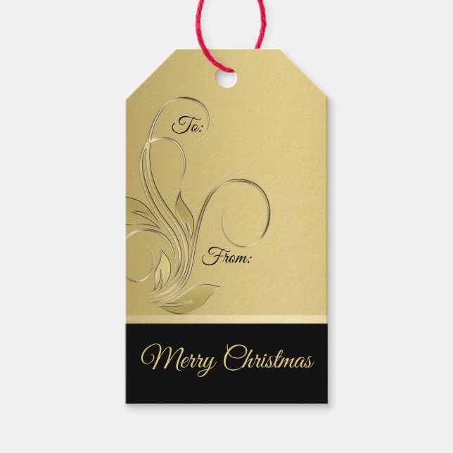 Eleganter Gold- und Black Christmas-Geschenk-Tag Geschenkanhänger (Vorderseite)