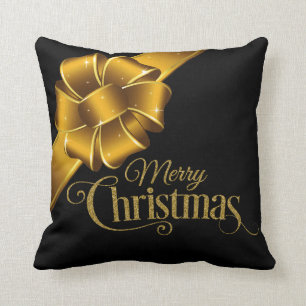 Eleganter Gold- und Black Merry Weihnachtsgebäck Kissen