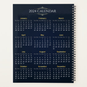 Eleganter Gold- und Blue-2024-Kalender Planer