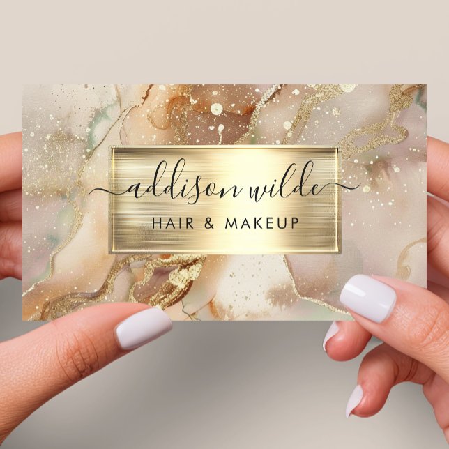 Eleganter Gold- und Wasserfarbenmarmor Visitenkarte (Von Creator hochgeladen)