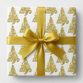 Eleganter Gold und weiße Weihnachtsbaume Geschenkpapier