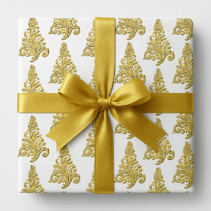 Eleganter Gold und weiße Weihnachtsbaume Geschenkpapier