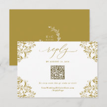 Eleganter Gold Vintage Wedding QR Code