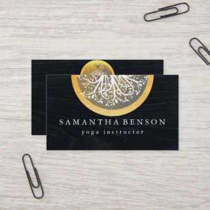 Eleganter Gold-Wasserfarben-Baum-Yoga und Meditati Visitenkarte