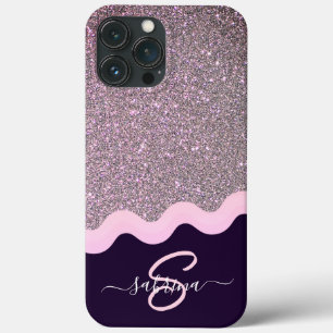 Eleganter Gold Wave Glitzer Mit Monogramm Name Case-Mate iPhone Hülle