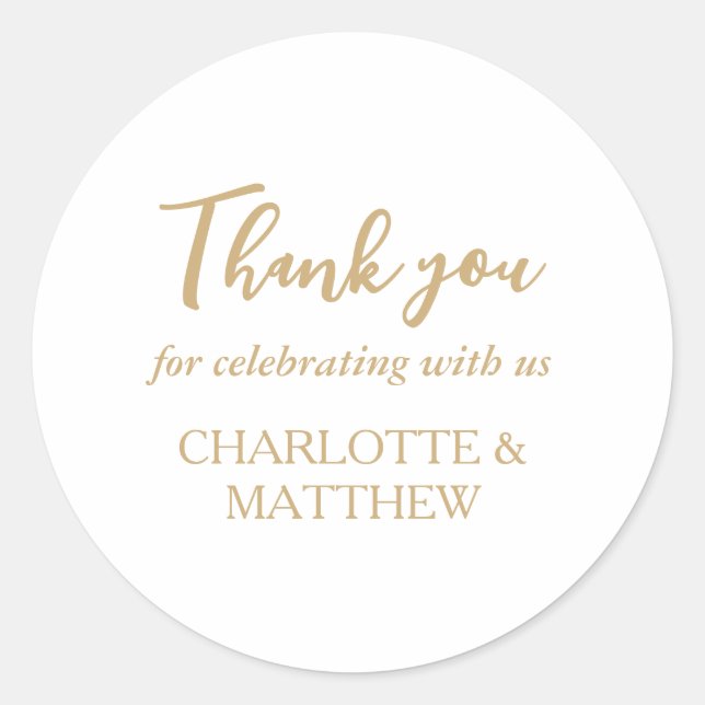 Eleganter Gold Wedding Classic Round Sticker (Vorderseite)