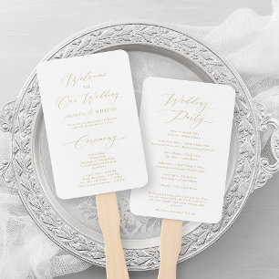 Eleganter Gold Wedding Program Fan Fächer