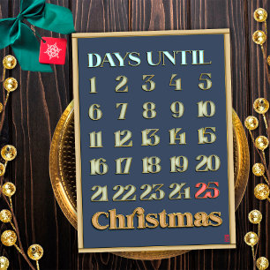 Eleganter Gold-Weihnachts-Countdown-Adventskalende Feiertagskarte