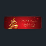 Eleganter Gold Weihnachtsbaum, Rot<br><div class="desc">Eleganter goldener Weihnachtsbaum auf einem roten Hintergrund. Ein elegantes und raffiniertes Design. Passen Sie Ihre Namen und Adressdaten an.</div>
