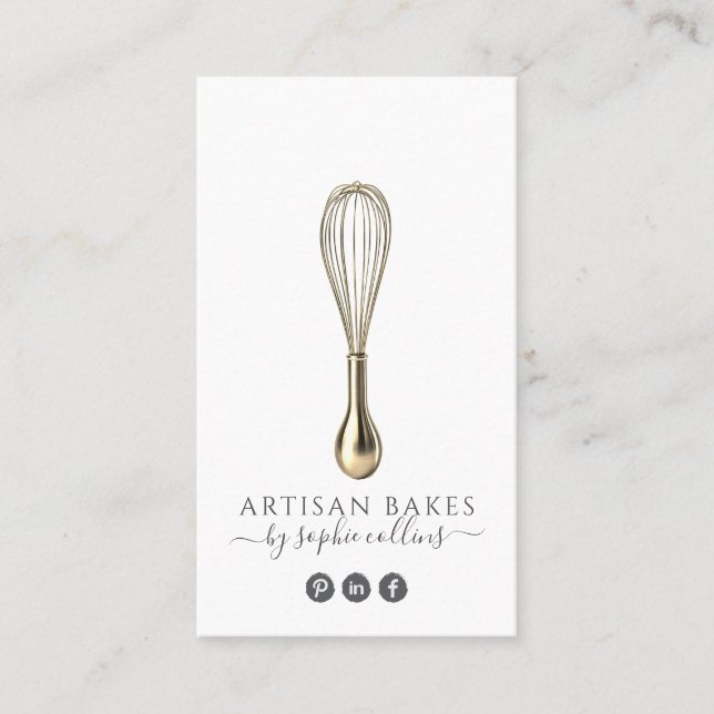 Eleganter Gold Whisk Baker Bäckerei Konditorei Koc Visitenkarte (Vorderseite)
