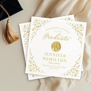 Eleganter Gold White Nurse Doctor Abschluss Serviette