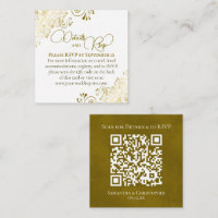 Eleganter Gold & White Wedding Details UAWG QR Cod