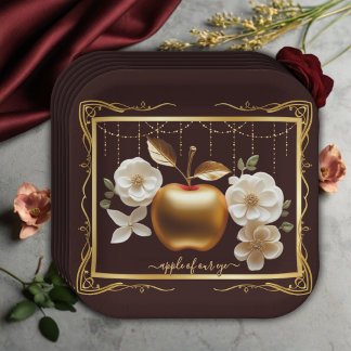Eleganter Goldapfel mit unserer Eye Baby Dusche Pappteller