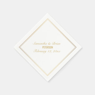Eleganter Goldeffekt Braut und Groom Hochzeitsnapk Serviette
