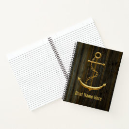 Eleganter Golden Anchor Rustic Dock Wood Modern Notizbuch