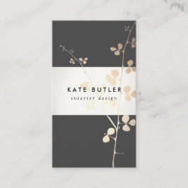 Eleganter Golden Black Branch Interieur Designer Visitenkarte