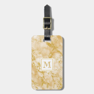 Eleganter Golden Marble Monogram Imitate Gold Glit Gepäckanhänger
