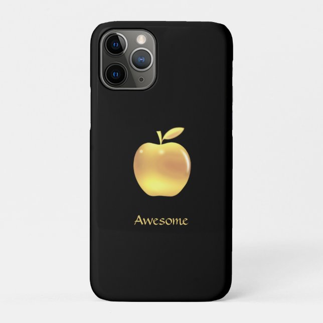 Eleganter, goldener Apfel & Text auf schwarz Case-Mate iPhone Hülle (Rückseite)