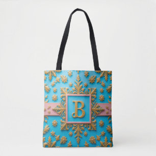 Eleganter Goldener Barock Brief B auf blauem Hinte