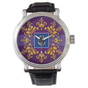 Eleganter goldener Barockbuchstabe E Armbanduhr