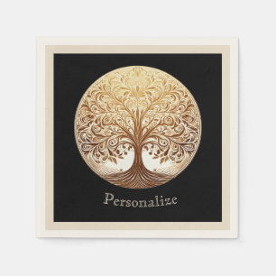 Eleganter goldener Baum des Lebens spiritueller Ze Serviette