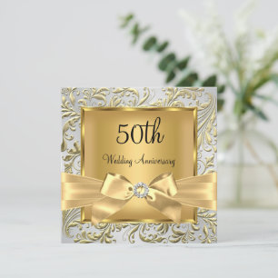Eleganter goldener Blumen-Schwung-Bogen zum 50. Ju Einladung